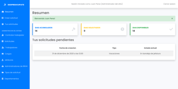 Captura de pantalla de Sistema de Solicitud de Días Libres